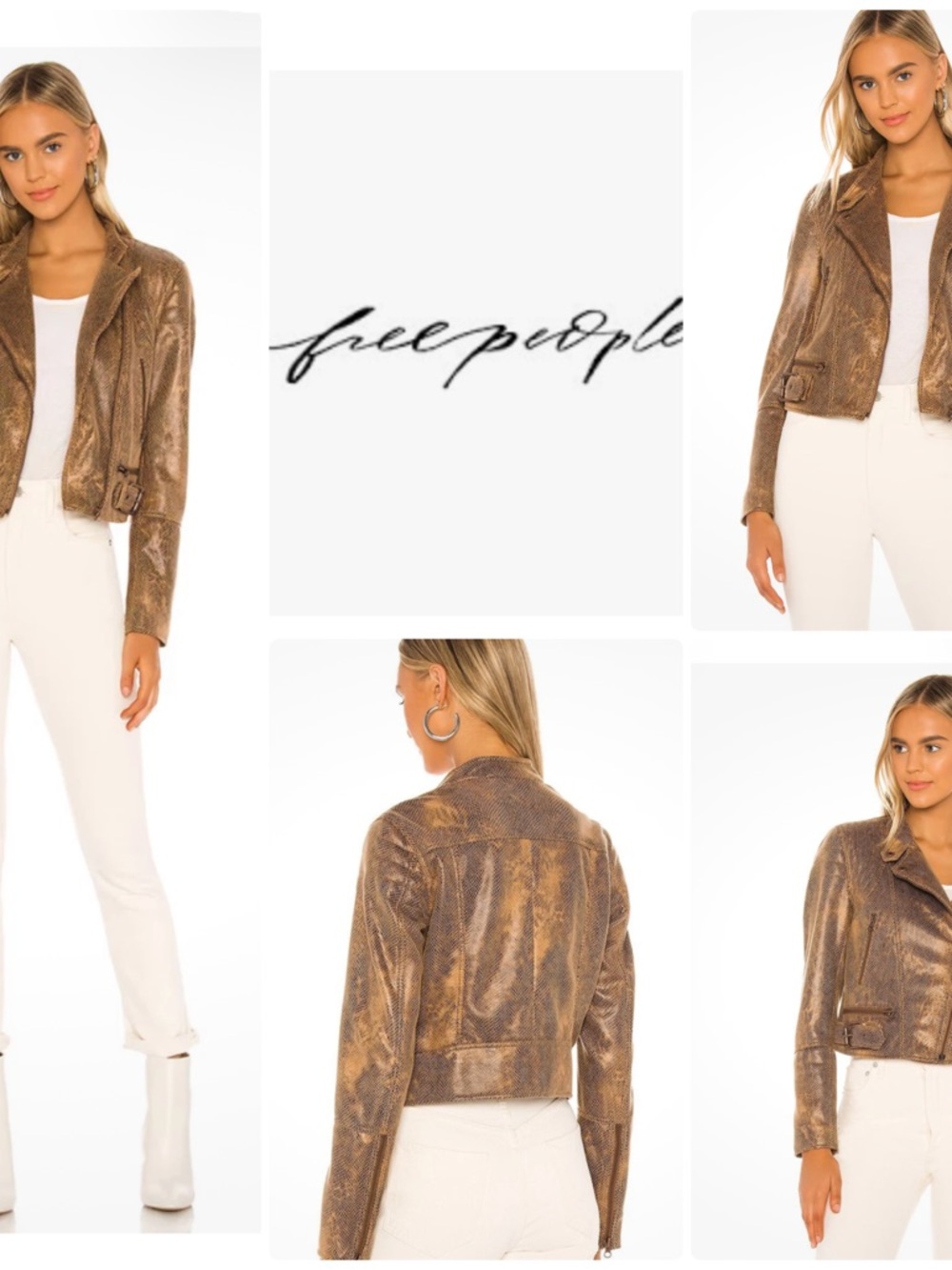 Free People  | Fenix Snake Print  Faux Leather Moto Jacket